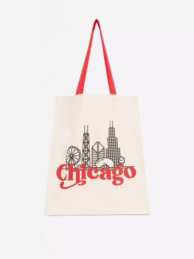 City-Tasche aus Baumwolle mit Grafikprint