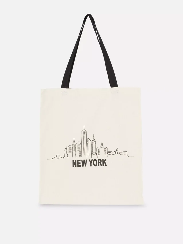 City-Tasche aus Baumwolle mit Grafikprint