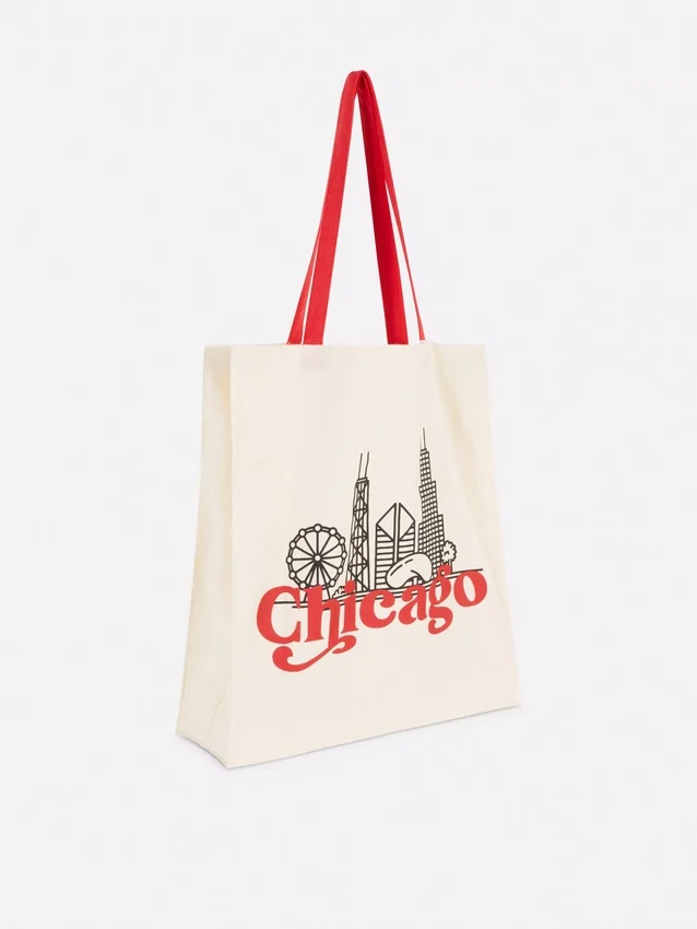 City-Tasche aus Baumwolle mit Grafikprint