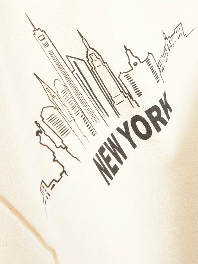 City-Tasche aus Baumwolle mit Grafikprint