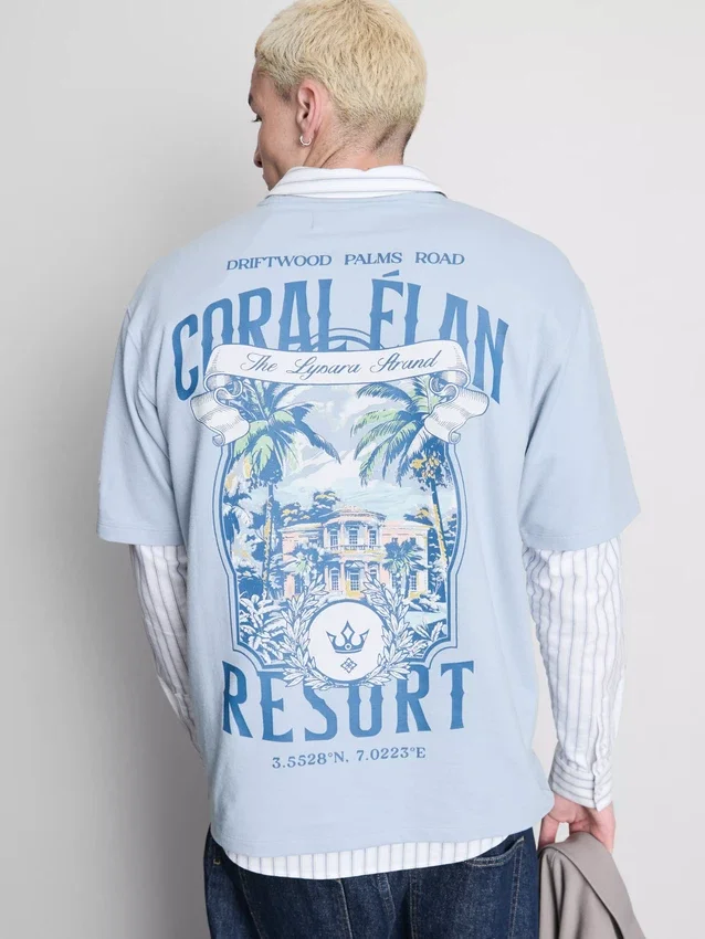 Coral Resort Kurzarm-Shorts