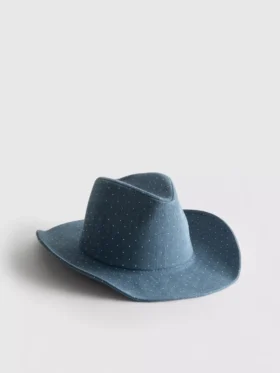 Cowboyhut aus Denim mit Nieten