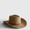 Cowboyhut aus Stroh mit Besatz