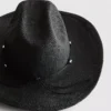 Cowboyhut aus Stroh mit Besatz