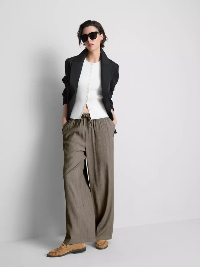 Crinkle-Hose mit weitem Bein