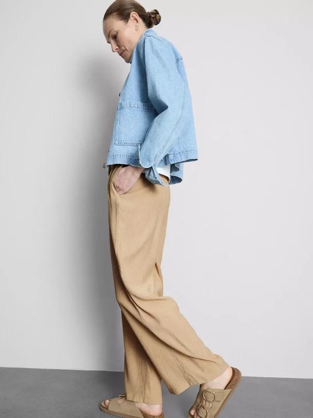 Crinkle-Hose mit weitem Bein