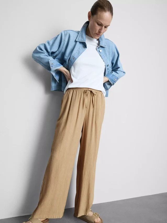 Crinkle-Hose mit weitem Bein