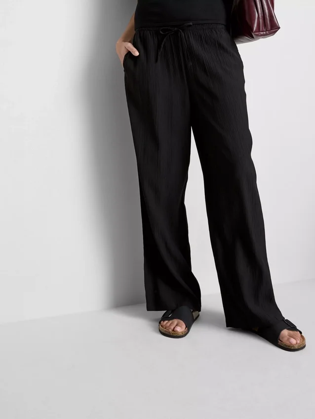 Crinkle-Hose mit weitem Bein