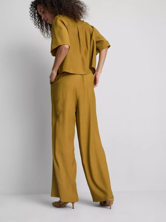 Crinkle-Hose mit weitem Bein