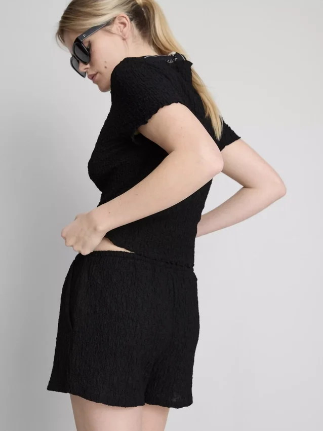 Crinkle-Shorts mit Kordelzug