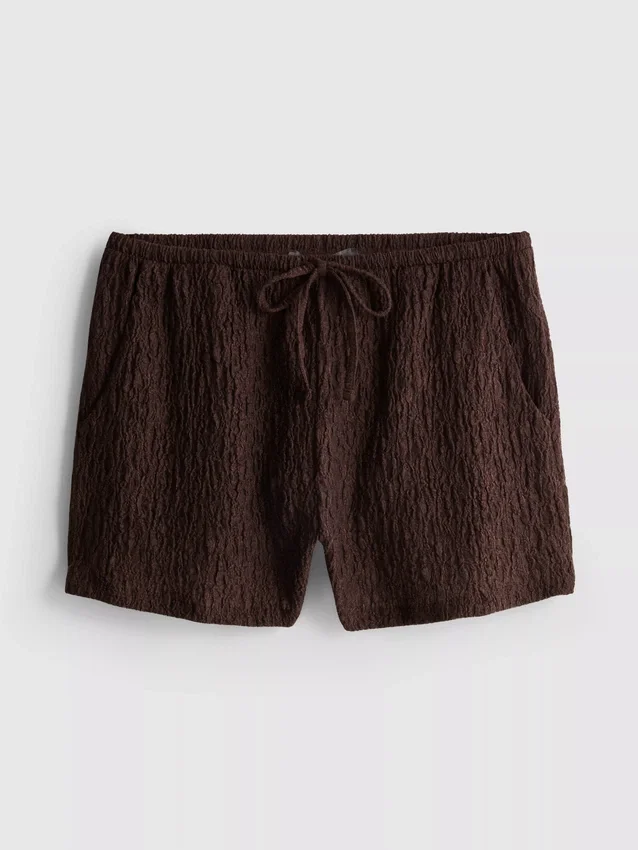 Crinkle-Shorts mit Kordelzug