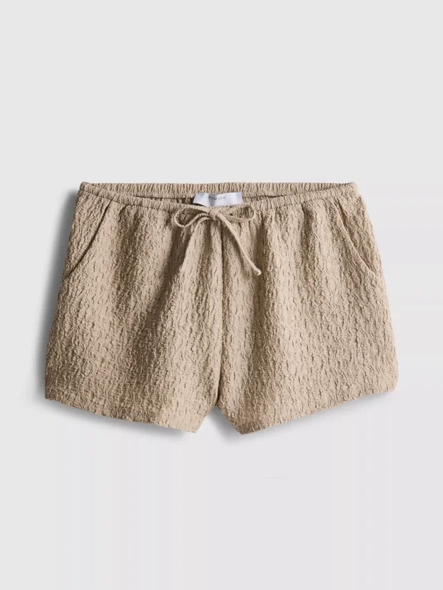 Crinkle-Shorts mit Kordelzug