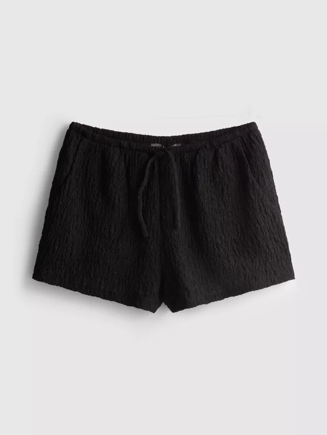 Crinkle-Shorts mit Kordelzug