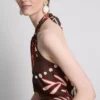 Das bedruckte Midi-Kleid mit Neckholder-Ausschnitt aus Leinenmischung von The Edit