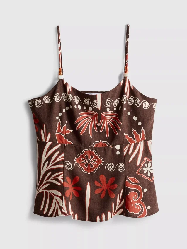 Das bedruckte Tanktop aus Leinenmischung von «The Edit»