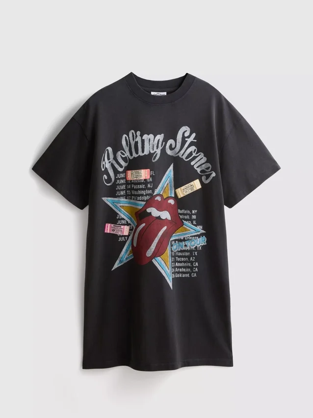 Das T-Shirt-Kleid mit Rolling-Stones-Motiv