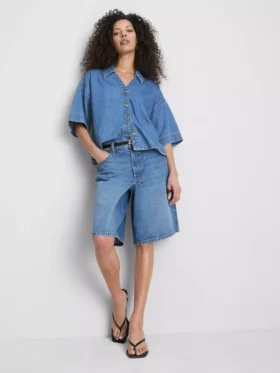 Denim-Shirt mit kurzen Ärmeln