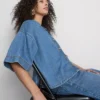 Denim-Shirt mit kurzen Ärmeln
