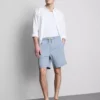 Denim-Shorts mit strukturiertem Kordelzug