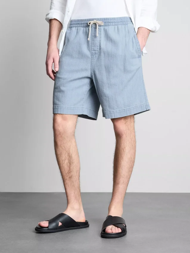 Denim-Shorts mit strukturiertem Kordelzug