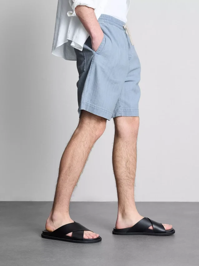 Denim-Shorts mit strukturiertem Kordelzug