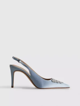 Diamanta-Satin-High Heels mit spitzer Zehenpartie
