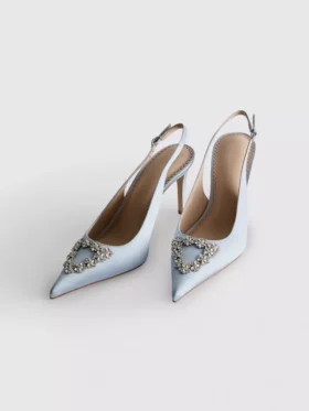 Diamanta-Satin-High Heels mit spitzer Zehenpartie