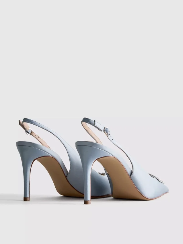 Diamanta-Satin-High Heels mit spitzer Zehenpartie