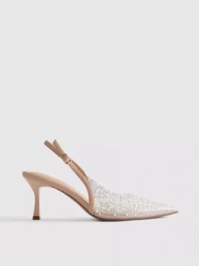 Diamanta Slingback-High Heels mit Kunstperlen