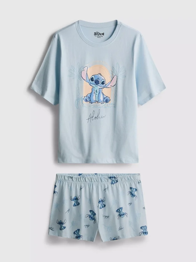 Disney Stitch Baumwoll-Schlafanzug mit Grafik, kurze Hose