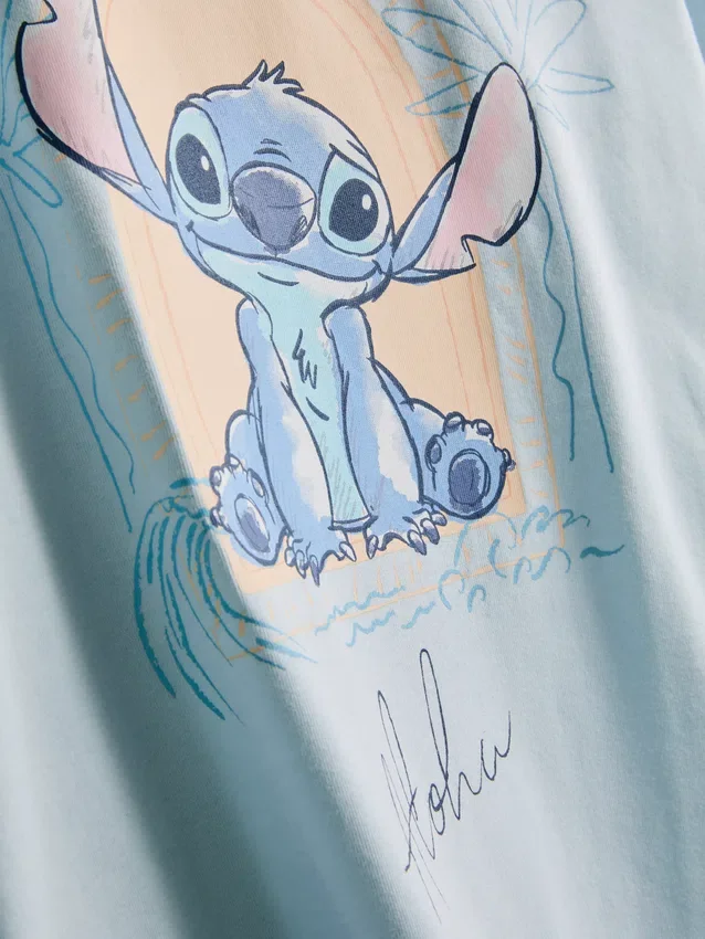 Disney Stitch Baumwoll-Schlafanzug mit Grafik, kurze Hose