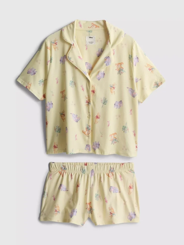 Disney Winnie-the-Pooh-Schlafanzug mit kurzen Shorts im Boyfriend-Stil