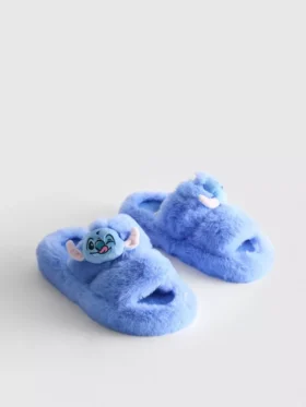 Disneys flauschige Hausschuhe mit zwei Riemen und Stitch-Motiv