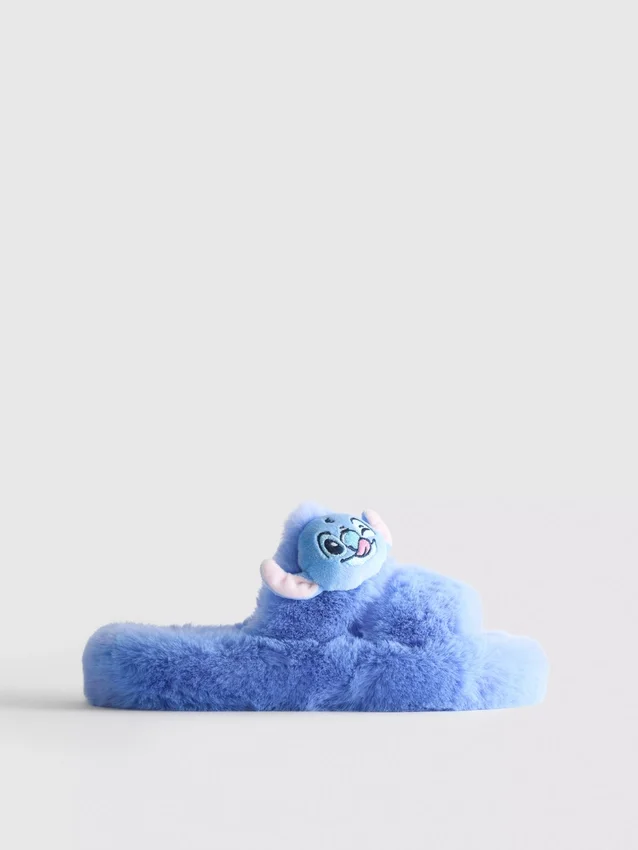 Disneys flauschige Hausschuhe mit zwei Riemen und Stitch-Motiv