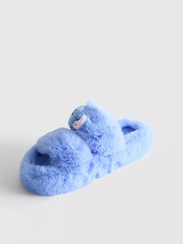 Disneys flauschige Hausschuhe mit zwei Riemen und Stitch-Motiv