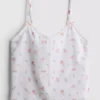 Dobby-Baumwoll-Schlafanzug-Top mit Blumenmuster