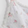Dobby-Baumwoll-Schlafanzug-Top mit Blumenmuster