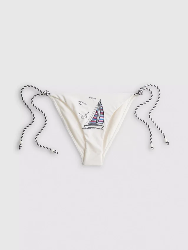 Dolce Bikini-Hösli mit Stickerei und seitlichen Bindebändern