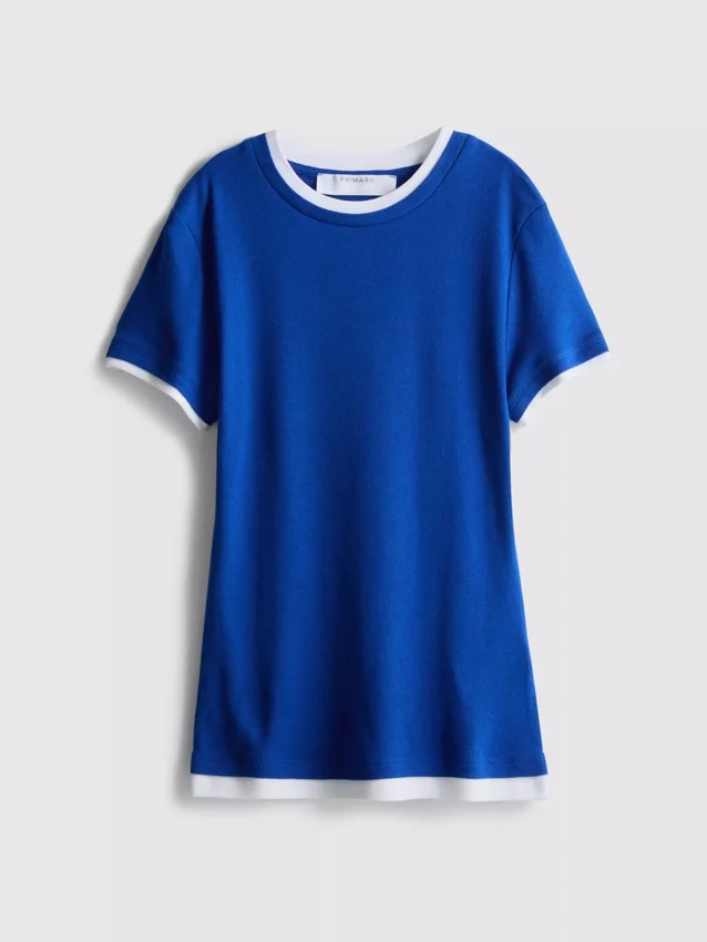 Doppellagiges T-Shirt mit Rundhalsausschnitt