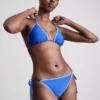 Dreieck-Bikini-Oberteil mit Ziernähten