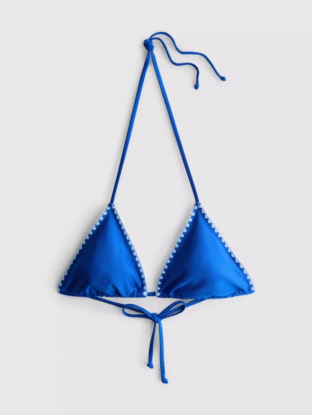 Dreieck-Bikini-Oberteil mit Ziernähten