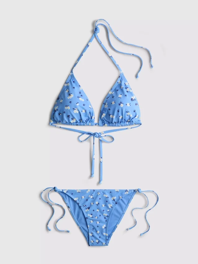 Dreieck-Bikini-Set mit seitlichen Bändern