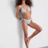 Dreieckiges Bikini-Oberteil aus Gingham mit Gänseblümchen-Borte