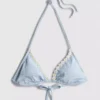Dreieckiges Bikini-Oberteil aus Gingham mit Gänseblümchen-Borte