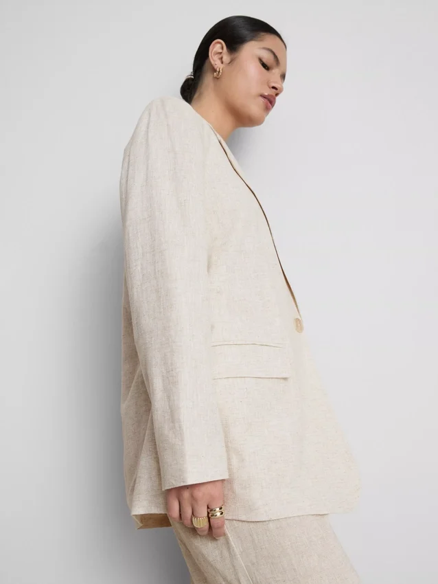 Einreihiger Blazer aus Leinenmischung