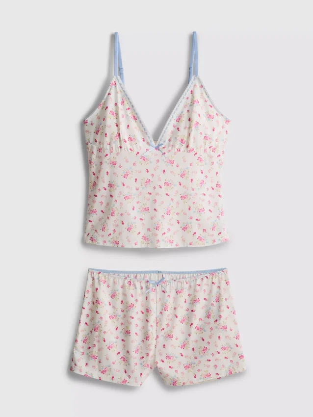 Eng anliegendes Cami- und kurze Schlafanzug-Set