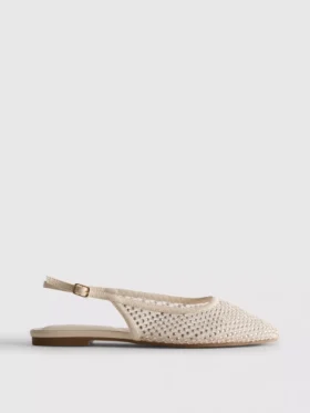 Flache Schuhe mit Strass und Fersenriemen