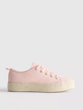 Flache Sneaker aus Canvas und Jute