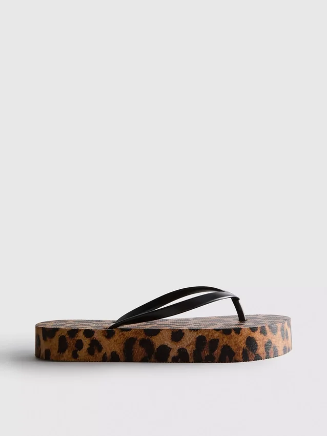 Flatform-Flip-Flops mit Leopardenmuster