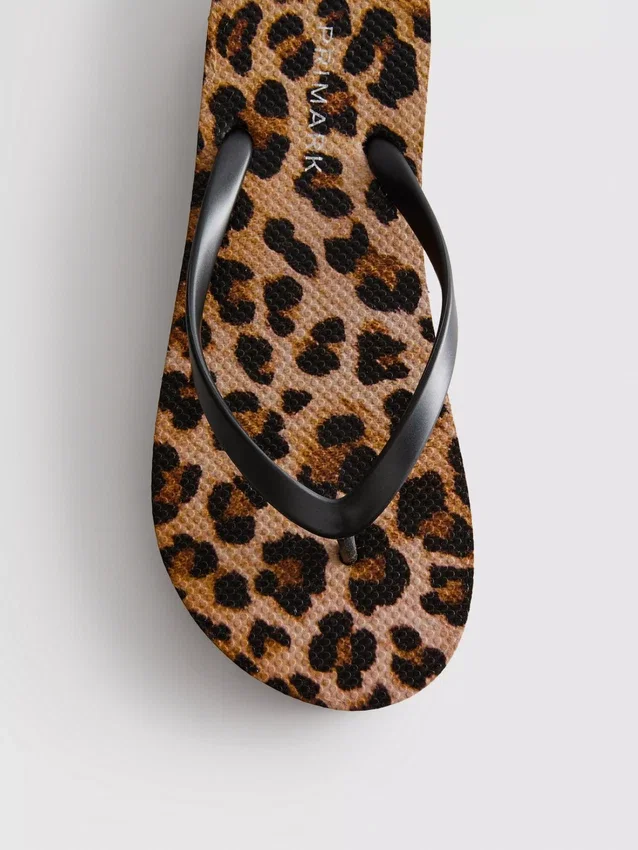 Flatform-Flip-Flops mit Leopardenmuster